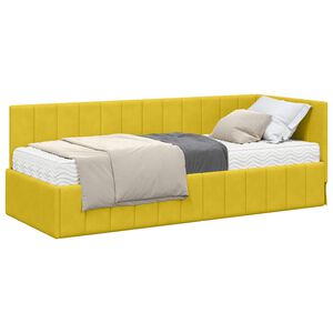 vidaXL Struttura Letto Angolare con Materasso 2 pz Giallo Velluto