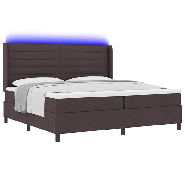 vidaXL Letto a Sorgente LED Marrone Scuro 200 x 200 cm Tessuto