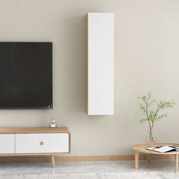 vidaXL Mobili TV 2pz Bianco e Rovere Sonoma 30,5x30x60 cm Multistrato