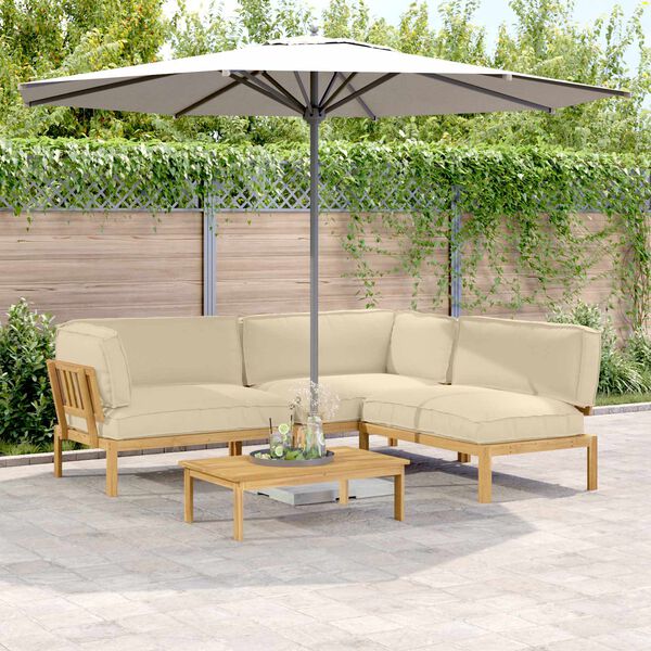 vidaXL Set di divani con cuscino 4 pcs Beige Legno di Acacia Massello