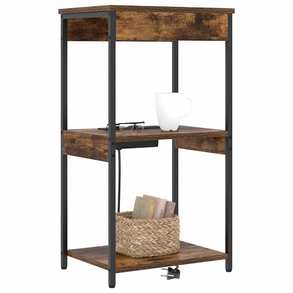 vidaXL Armadio da Notte Rovere fum&eacute; 41 x 31 x 76 cm Legno multistrato