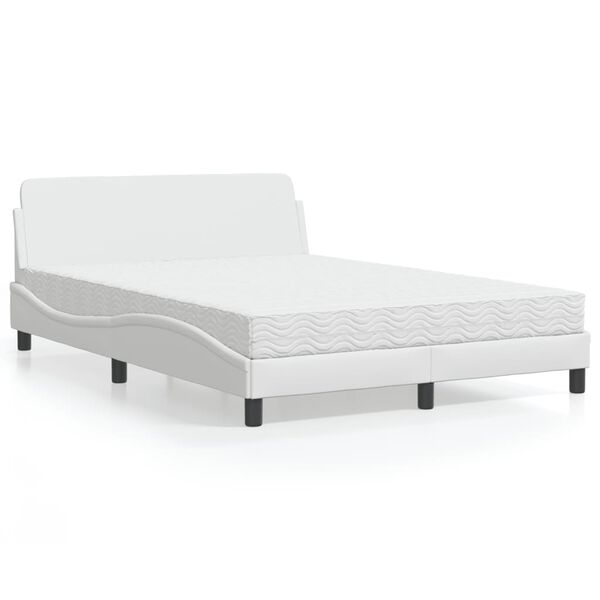 vidaXL Letto con Materasso Dover Bianco 120x200 cm in Similpelle