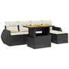 vidaXL Set Divano da Giardino 6 pz con Cuscini Nero in Polyrattan