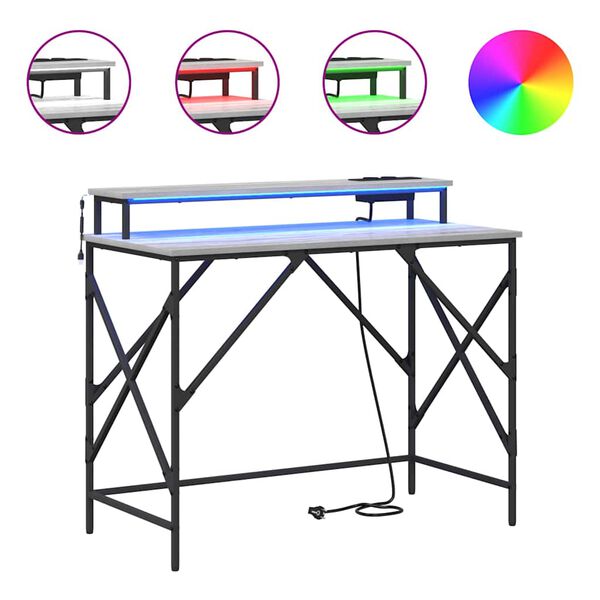 vidaXL Scrivania Grigio Sonoma 100 x 50 x 86,5 cm Legno multistrato