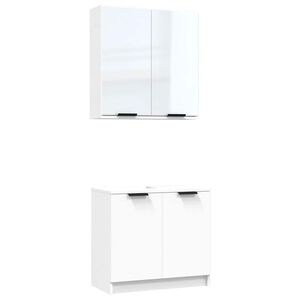 vidaXL Set di Mobili da Bagno 2 pz Bianco in Legno Multistrato