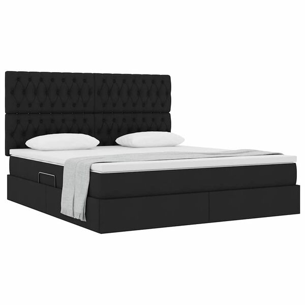 vidaXL Letto con contenitore e materasso Nero 160 x 200 cm Poliestere