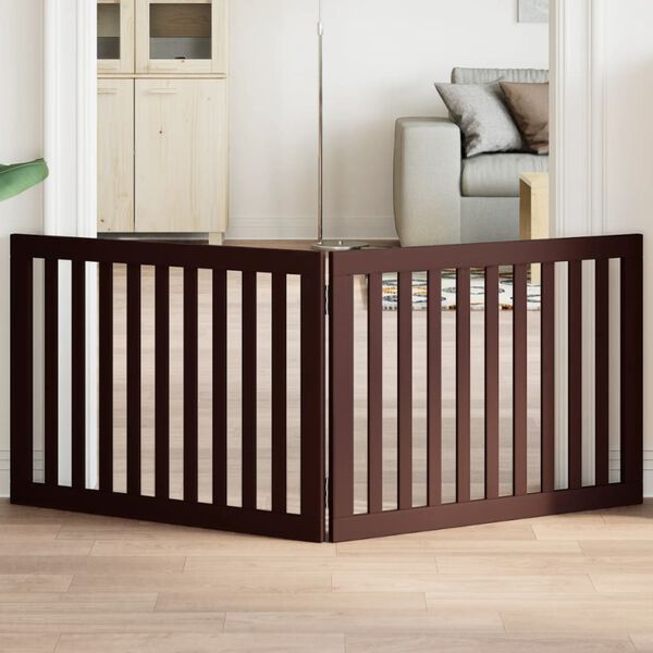 vidaXL Cancello Cani Pieghevole 2 Pannelli Marrone 160cm Legno Pioppo