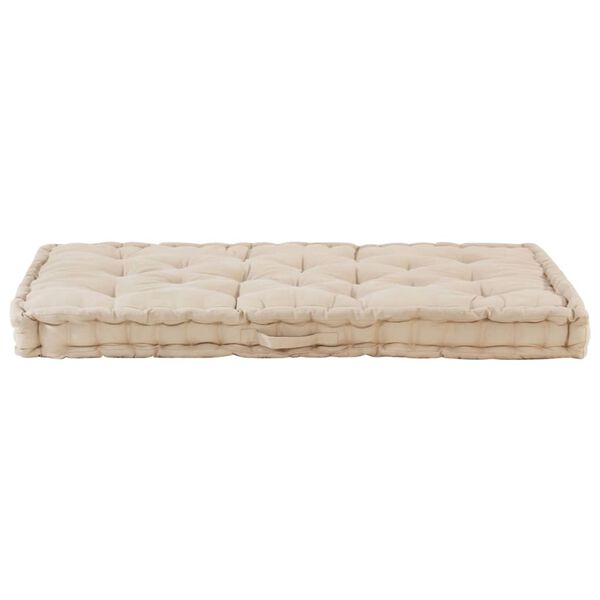 vidaXL Cuscino per Pallet e Pavimento in Cotone 120x80x10 cm Beige