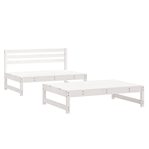 vidaXL Set Salotto da Giardino 2 pz Bianco in Legno Massello di Pino