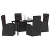 vidaXL Set da Pranzo per Giardino con cuscino 5 pcs Nero polyrattan
