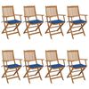 vidaXL Sedie da Giardino Pieghevoli 8 pz con Cuscini Massello Acacia
