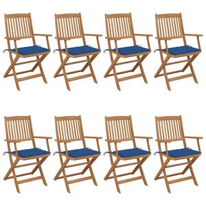 vidaXL Sedie da Giardino Pieghevoli 8 pz con Cuscini Massello Acacia