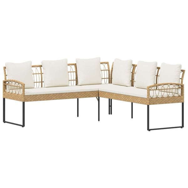 vidaXL Set di Divano da Giardino con cuscino 2 pcs Naturale Acciaio