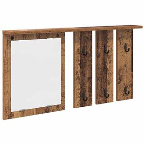 vidaXL Appendiabiti a muro con specchio Legno vecchio 85 x 10 x 45 cm