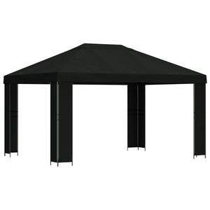 vidaXL Gazebo 4 &times; 3 m Nero Poliestere e Acciaio 190 gsm