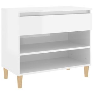vidaXL Scarpiera Bianco Lucido 70x36x60 cm in Legno Multistrato