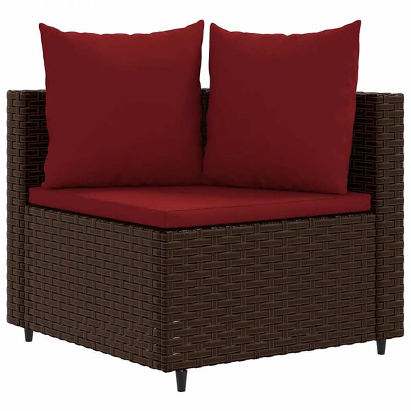 vidaXL Set Divani da Giardino 7 pz con Cuscini Marrone in Polyrattan