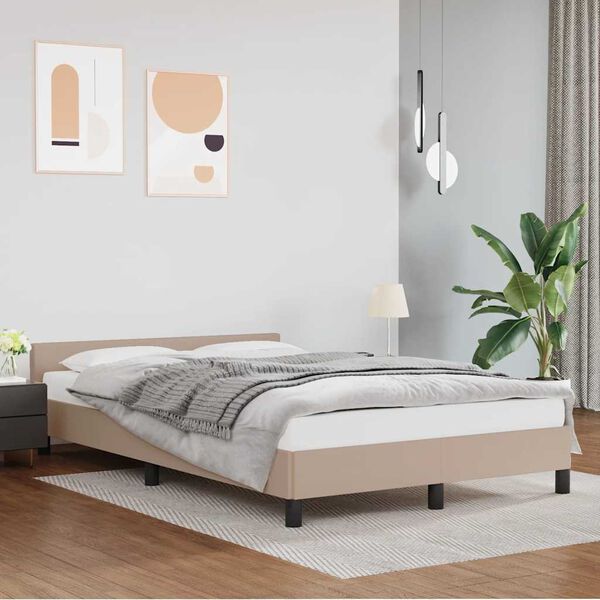 vidaXL Giroletto con Testiera senza Materasso Cappuccino 140x190 cm