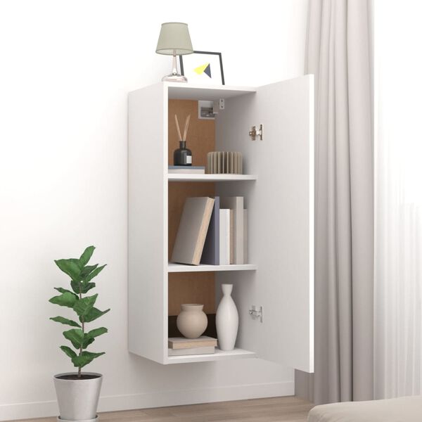 vidaXL Armadietto Pensile a Muro Bianco 34,5x34x90cm Legno Multistrato