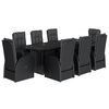 vidaXL Set da Pranzo da Giardino 9 pz con Cuscini Nero in Polyrattan