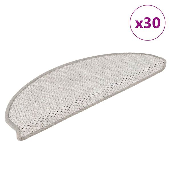 vidaXL Tappeti Adesivi Scale Aspetto Sisal 30 pz 65x21x4 cm Platino