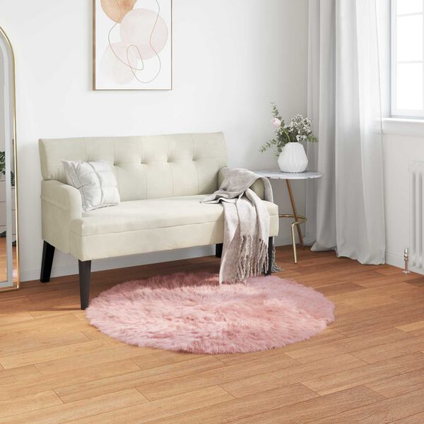 vidaXL Tappeto Pecora Tafalla Rosa &Oslash; 120 cm Poliestere