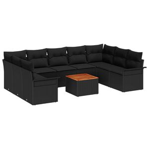 vidaXL Set Divano da Giardino con archiviazione 10 pcs Nero polyrattan