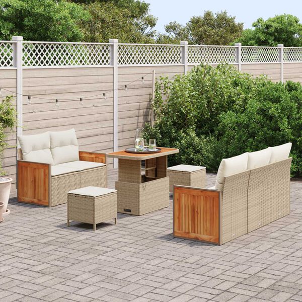 vidaXL Set Divano da Giardino con cuscino 8 pcs Beige e Crema