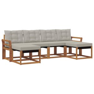 vidaXL Set di divani da esterno 6 pz 6-Posti Naturale e Grigio Chiaro
