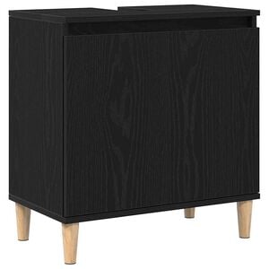 vidaXL Armadio per Lavabo da Bagno Rovere Nero 58 x 33 x 60 cm
