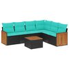 vidaXL Set Divani da Giardino 7 pz con Cuscini Nero in Polyrattan