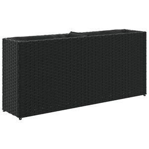 vidaXL Fioriera da Giardino con 2 Vasi Nera 90x20x40 cm in Polyrattan