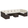 vidaXL Set Divano da Giardino 11 pcs Marrone e Crema polyrattan