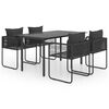 vidaXL Set da Pranzo da Giardino 5 pz in Rattan PVC Nero