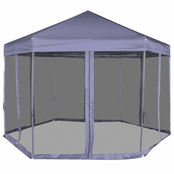 vidaXL Gazebo Esagonale Pop-Up con 6 Pareti Blu Scuro 3,6x3,1 m