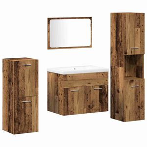 vidaXL Set di mobili per il bagno 5 pcs Marrone Legno multistrato