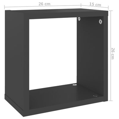 vidaXL Mensole Parete a Cubo 4 pz Grigie 26x15x26 cm