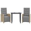 vidaXL Set da Bistr&ograve; 3 pz con Cuscini Beige in Polyrattan