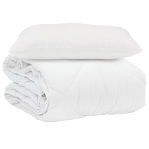 vidaXL Duvet Estivo con cuscino 2 pcs Bianco Microfibra