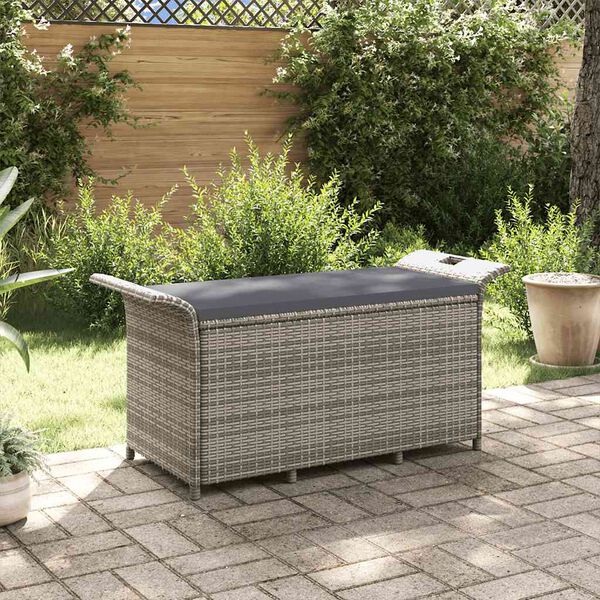 vidaXL Panca da Giardino con Cuscino Grigio 116x46x57 cm in Polyrattan
