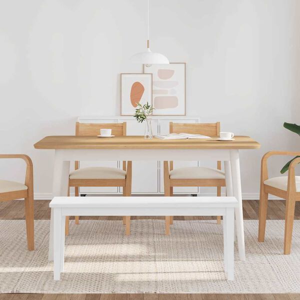 vidaXL Panca 110 cm Bianco in Legno Massello di Hevea