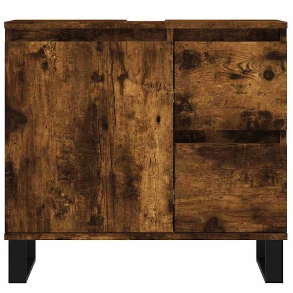 vidaXL Armadietto Bagno Rovere Fumo 65x33x60 cm in Legno Multistrato