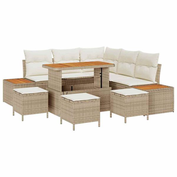 vidaXL Set Divano da Giardino 9 pcs Beige polyrattan