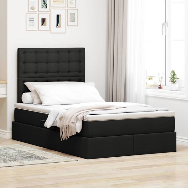 vidaXL Letto con contenitore e LED Nero 120 x 200 cm Poliestere