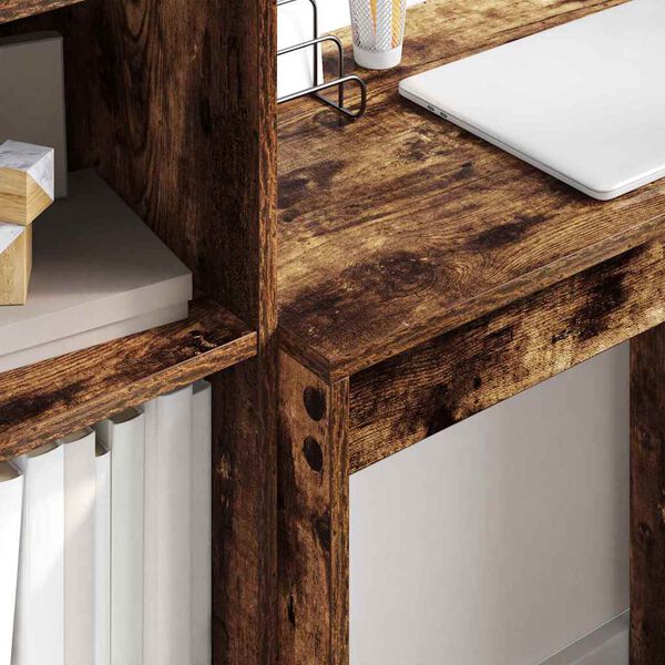 vidaXL Scrivania con cassetto 2 pcs Rovere fum&eacute;