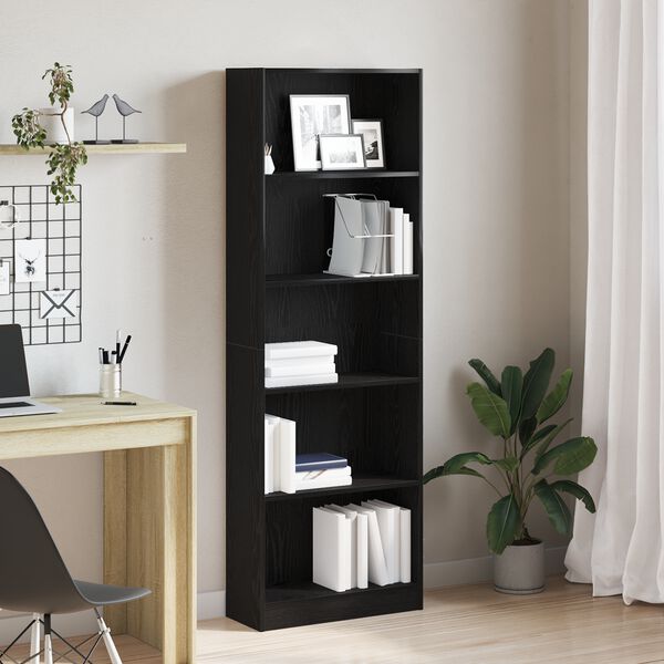vidaXL Libreria Rovere Nero 60 x 24 x 176 cm Legno multistrato