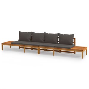 vidaXL Panche da Giardino con Cuscini Grigio Scuro 2pz Legno di Acacia