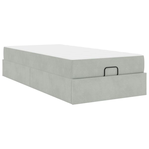vidaXL Struttura letto con materasso 2 pcs Grigio chiaro Velluto