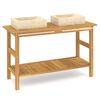 vidaXL Mobile Vanit&agrave; Bagno e Lavandini Marmo Crema Legno Massello Teak