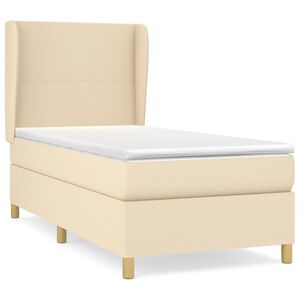 vidaXL Giroletto a Molle con Materasso Crema 90x190 cm in Tessuto